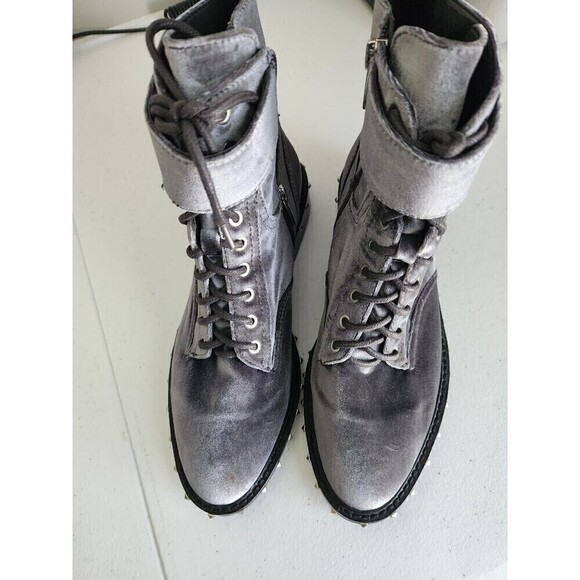 Vince Camuto Talorini Grey Studded Combat Style Boots Velvet Feel Sz 7 *see desc - Picture 1 of 10